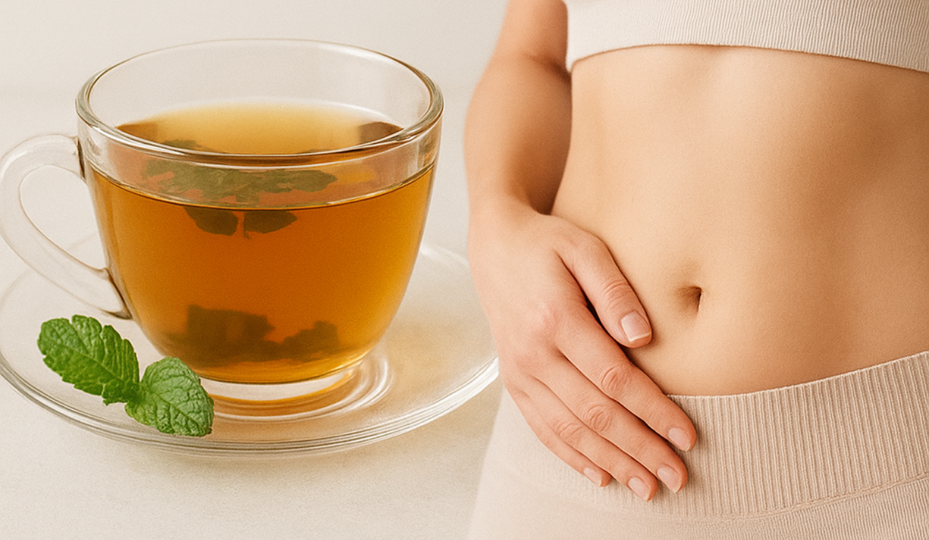 Chá natural pode ajudar a reduzir inchaço e favorecer a eliminação de líquidos, sendo alternativa acessível à drenagem linfática/Foto: ChatGPT