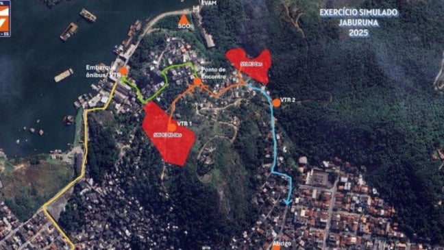 Mapa do Exercício Simulado Jaburuna 2025 (Foto/Divulgação: Prefeitura Vila Velha)