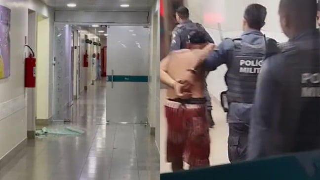 Homem invade hospital em Cariacica (Foto/reprodução: TV Vitória)