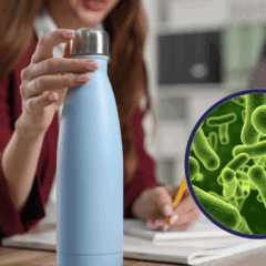 Garrafas térmicas podem acumular mais bactérias do que um vaso sanitário se não forem higienizadas todos os dias/Foto: Canva