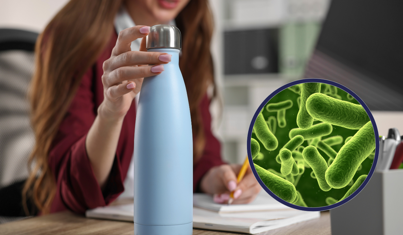 Garrafas térmicas podem acumular mais bactérias do que um vaso sanitário se não forem higienizadas todos os dias/Foto: Canva