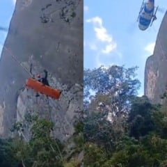 Piloto de parapente é resgatado após queda (Foto/reprodução: TV Vitória)