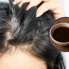 Receita com café promete disfarçar os fios brancos de forma natural e sem agredir os cabelos/Foto: Chat GPT/Canva