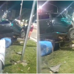 Vídeo: carro derruba totem de segurança recém-instalado na Serra