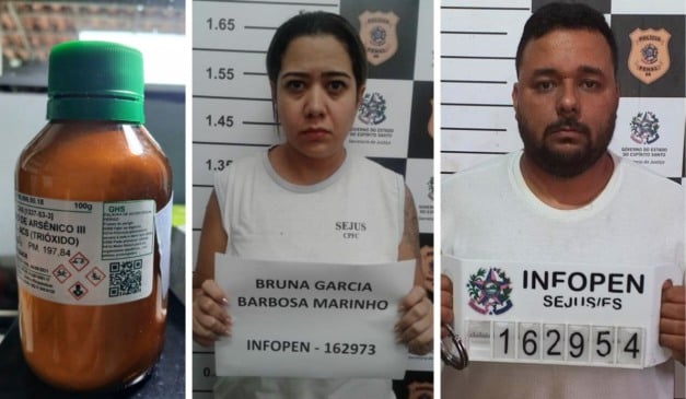 Bruna Garcia Barbosa Marinho e o marido Alysson Marinho foram presos por suspeita de envenenar médico em Vitória