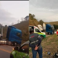Carreta tomba em Itapemirim (Foto/reprodução: TV Vitória)