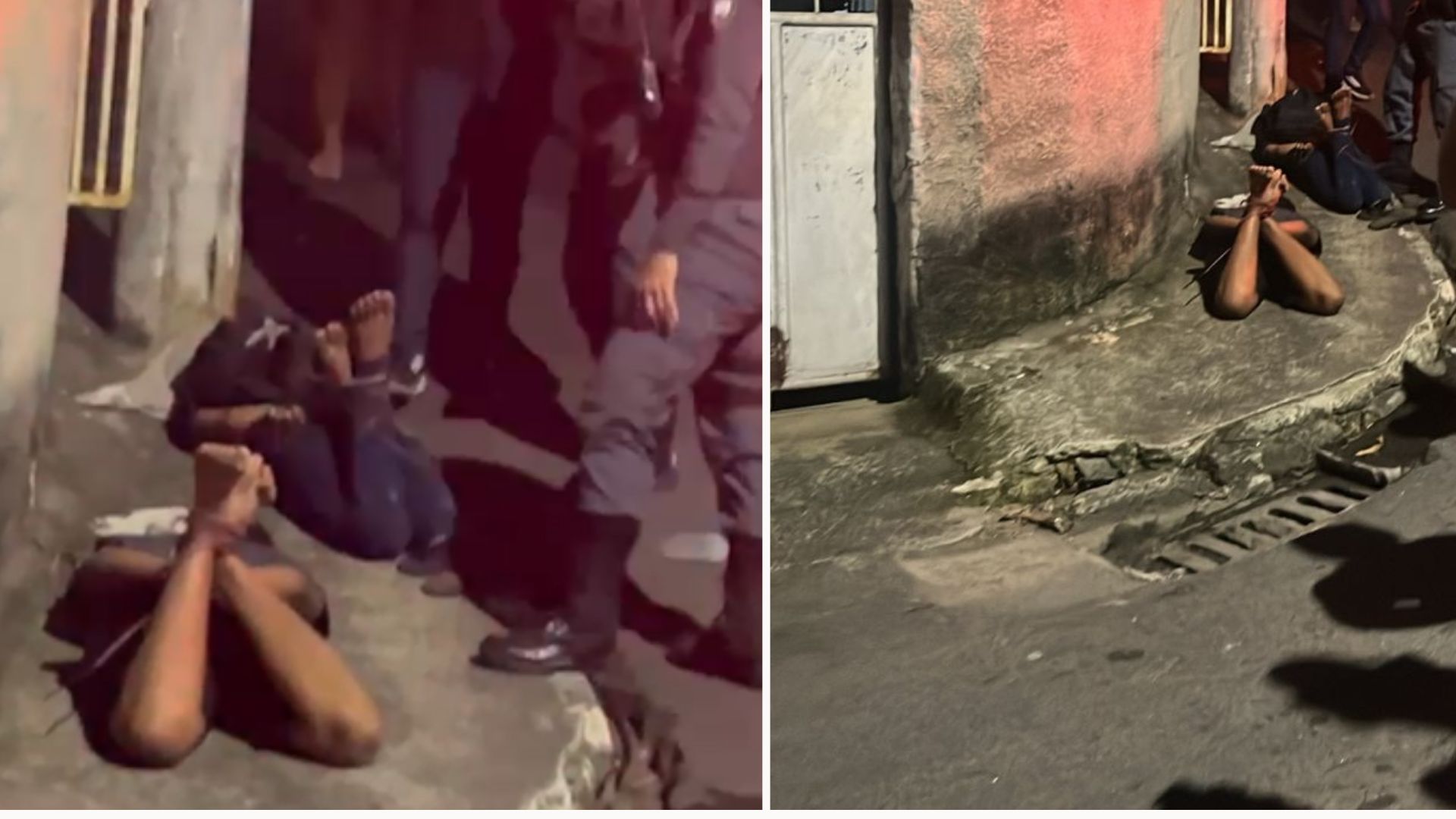 Criminosos são amarrados após assaltarem mulher em Cariacica (Foto/reprodução: TV Vitória)