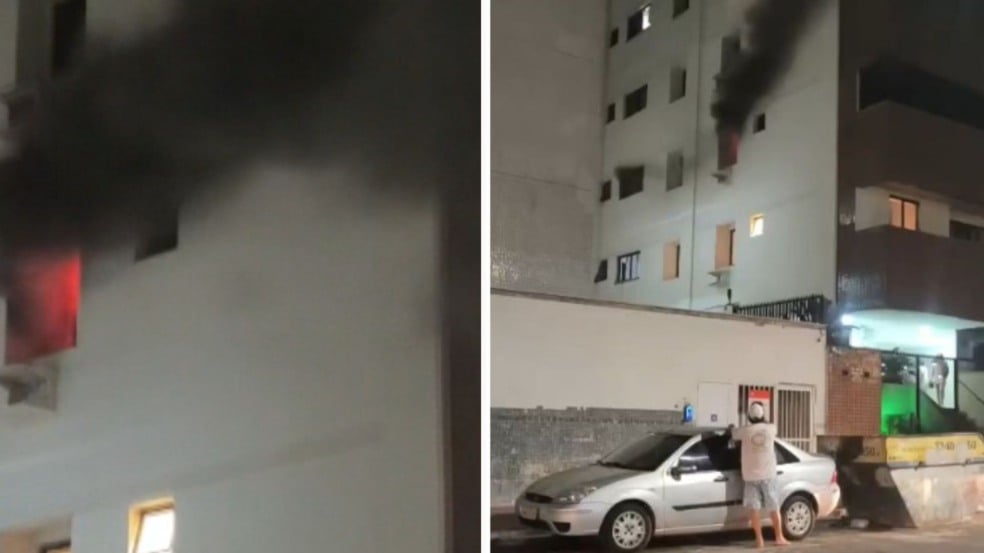 Incêndio no apartamento (Foto/reprodução: TV Vitória)