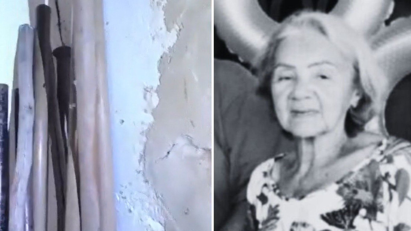 Arma do crime e Fazendeira Vilma Costa Binda (Foto/reprodução: TV Vitória)