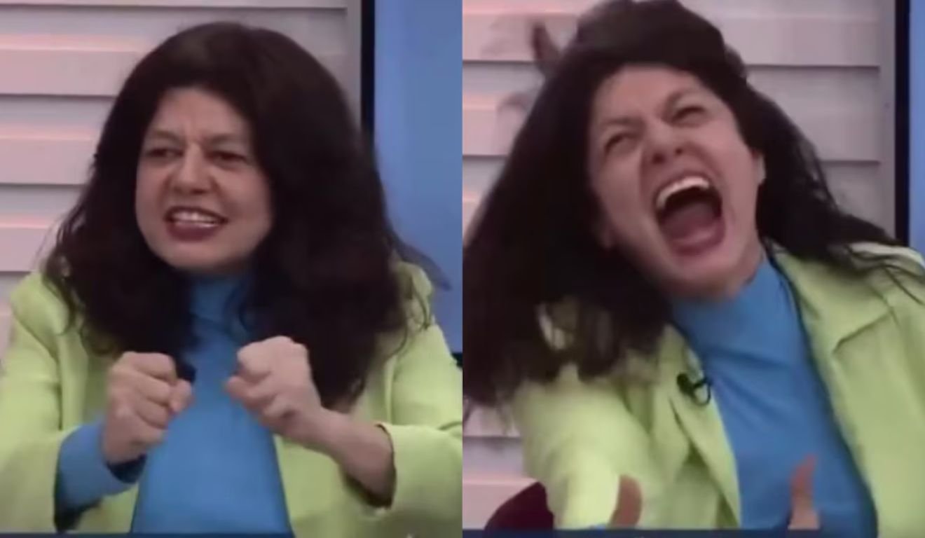 Gilda Nomacce tentou reproduzir cena de terror durante entrevista (Foto: Reprodução/X)