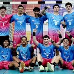 2025.09.24- Brasilia/DF - Jogos da Juventude CAIXA Brasilia 2025 - Local: La Salle - Handebol - Masculino - 1 Divisao - Semifinal - Espirito Santo (Azul) x Piaui (Vermelho) - Foto:Wagner Araújo / COB - IG: @wags.photo / @timebrasil