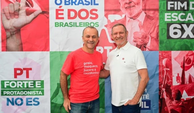 Helder e Coser durante evento do PT (foto: Rodrigo Gavini)