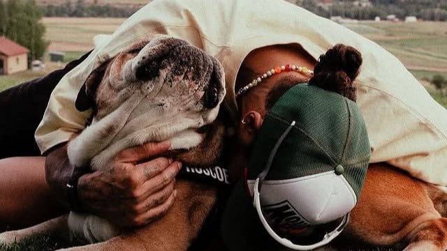 Lewis Hamilton com Roscoe.