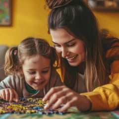 Mãe com criança neurodivergente. Foto: Freepik