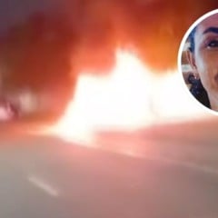 O carro em que Rosilane Nascimento da Silva estava pegou fogo. Foto: Reprodução/TV Vitória