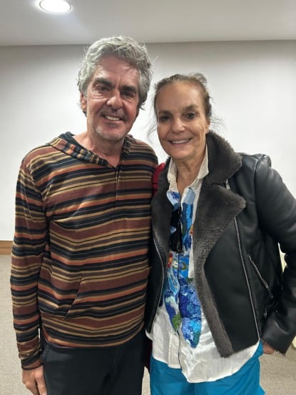 O psicanalista e palestrante Manoel Thomaz com a artista plástica e sócia do FestCine Pedra Azul, Patricia Secco