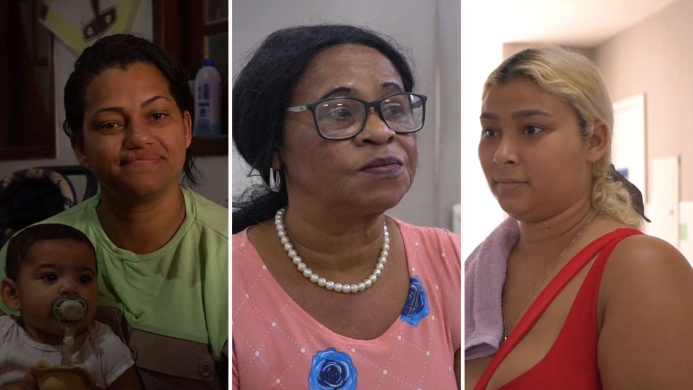 Da esquerda para direita, Raiza Emanoelle Cardoso, Nilza Duarte Maria e Gleicielly Conceição (Foto/reprodução: TV Vitória)