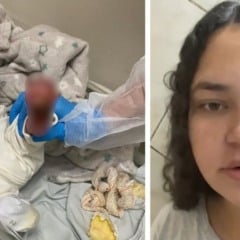 Sara Peisino, mãe do bebê José, que teve o pé queimado no hospital