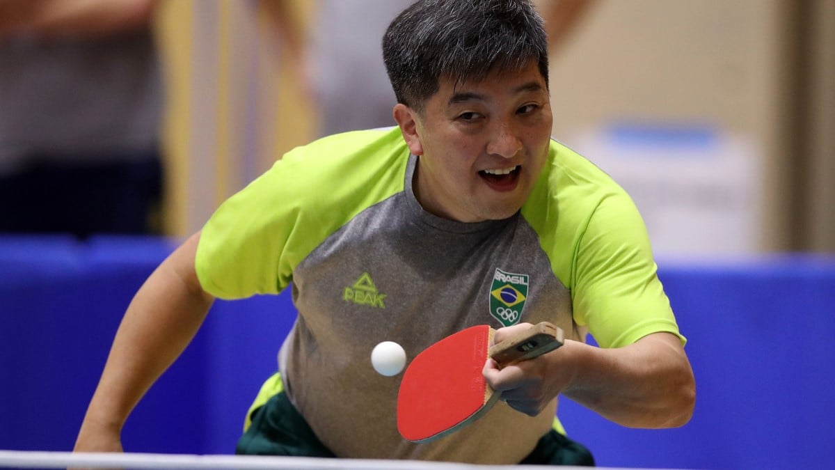 16.07.2021 - Jogos Olímpicos Tóquio 2020 - Arena Sawayaka - Tênis de Mesa - Na foto Hugo Hoyama durante treino.