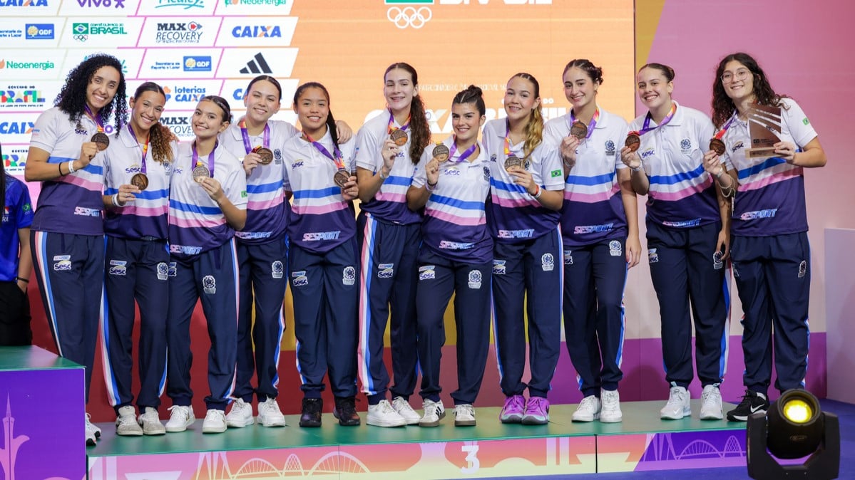 2025.09.25 - Brasilia/DF - Jogos da Juventude CAIXA Brasilia 2025 -  Local: CICB  - Cerimonia de Premiação do Vôlei - Feminino - 3 Divisão - Ouro : Para , Prata: Maranhao  Bronze: Espírito Santo- Foto:Wagner Araújo / COB - IG: @wags.photo / @timebrasil
