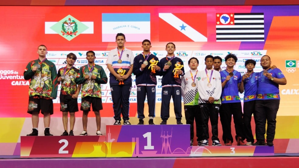 2025.09.17 - Brasilia/DF - Jogos da Juventude CAIXA Brasilia 2025 - Local: CICB - Cerimonia de Premiação do Wrestling - Equipe Livre Masculino - Ouro :Espirito Santo Prata: Santa Catarina Bronze: Para e Sao Paulo - Foto: Abelardo Mendes Jr/COB - IG: @abelardomendesjr / @timebrasil