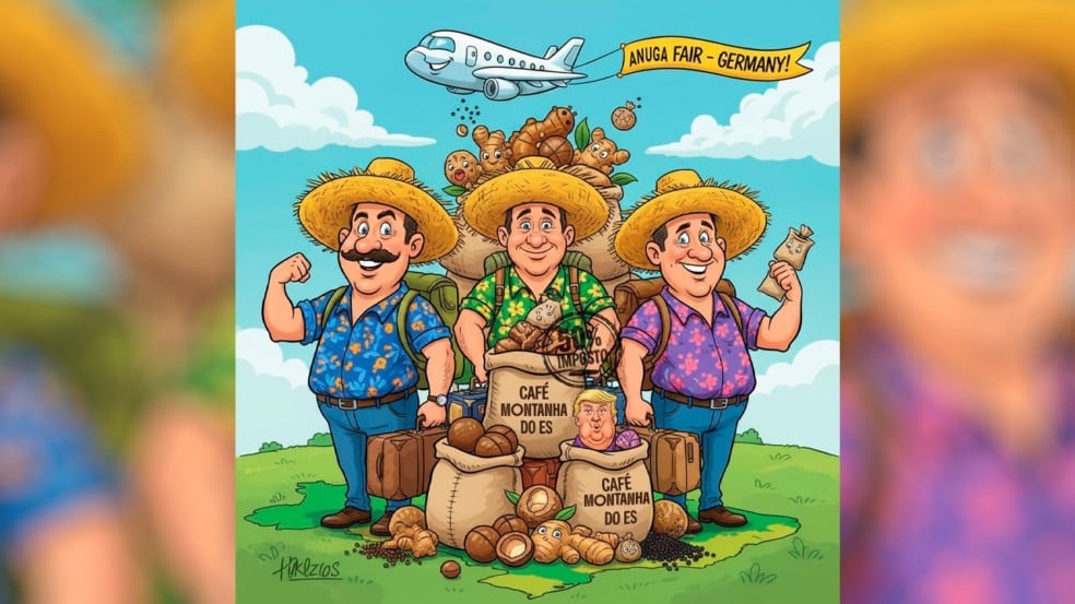 De olho em novos mercados, produtores capixabas estão de malas prontas para feira de Anuga, na Alemanha. Crédito: Ilustração produzida com IA