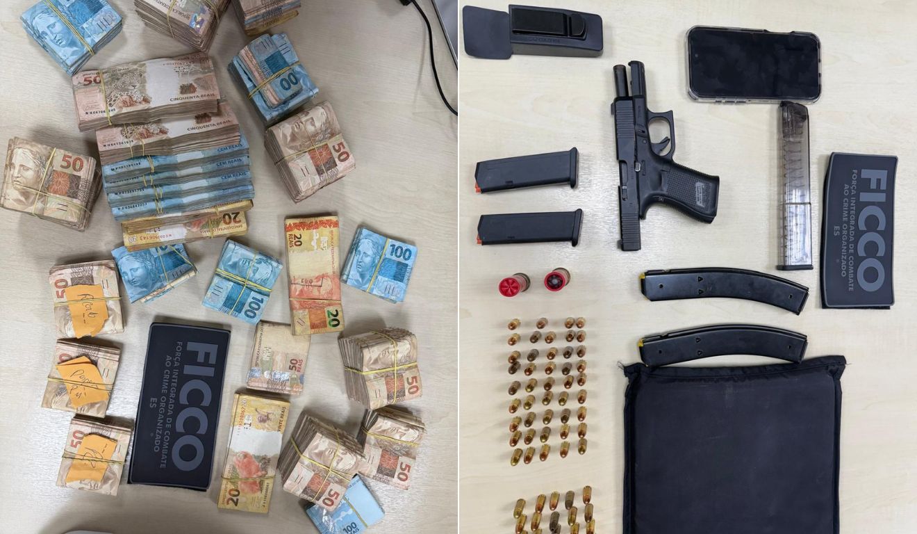 Suspeitos foram presos em flagrante com R$ 1,1 milhão, além de armas e munições.  