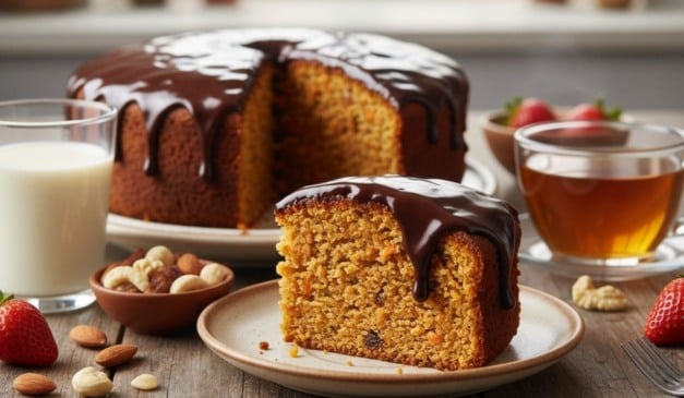 Bolo fit de cenoura com chocolate