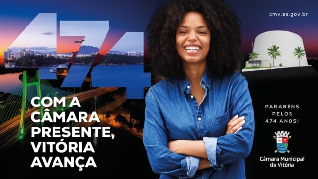 Câmara Municipal celebra os 474 anos de Vitória com campanha de homenagem à cidade criada pela Artcom