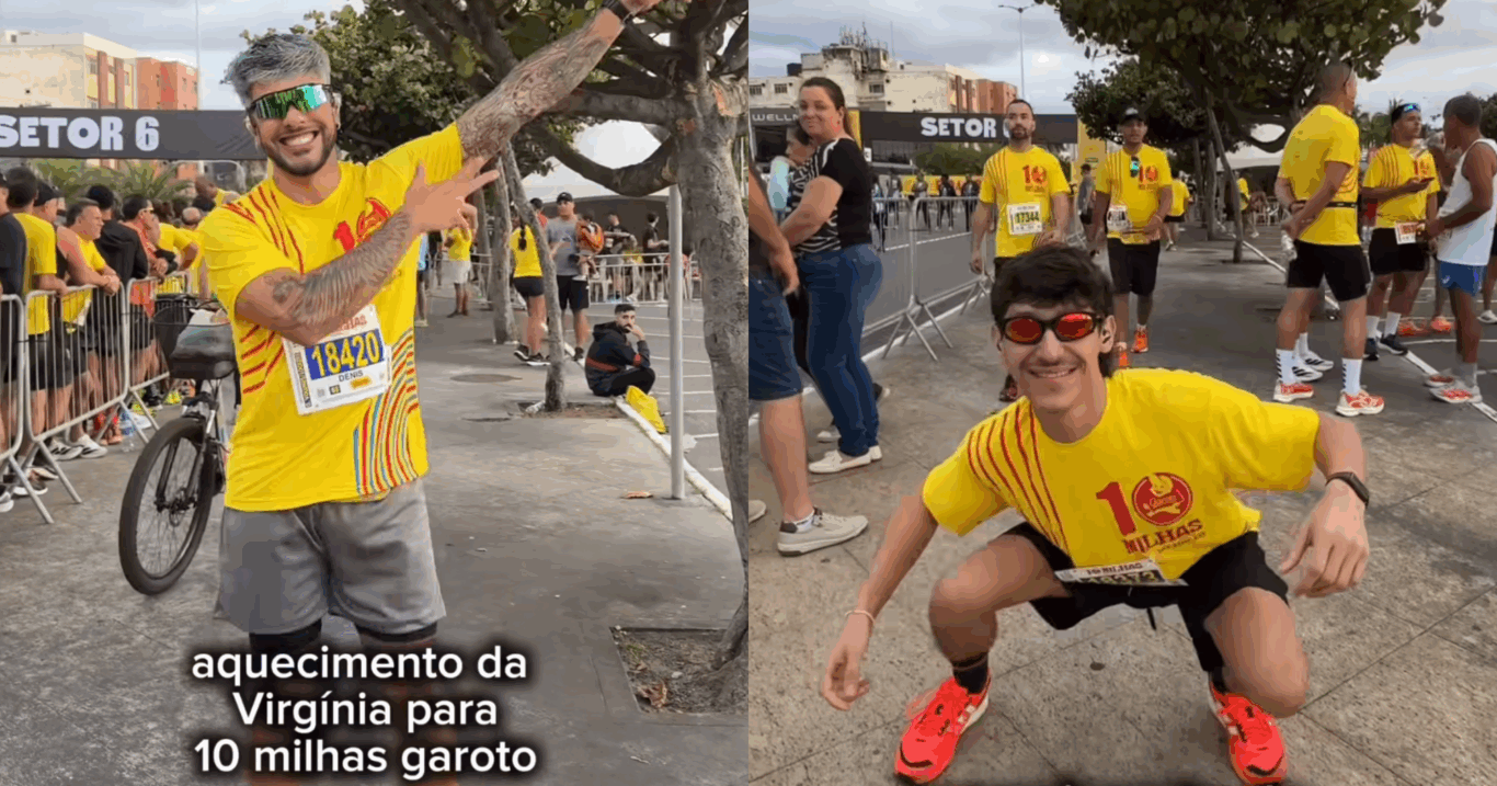 Corredores do ES fazem "aquecimento" inspirado em Virginia (Foto: Instagram @denniscastro)