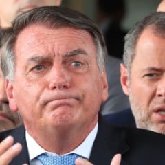 Ex-presidente Jair Bolsonaro durante declaração a imprensa após virar Réu no STF. Foto: Lula Marques/Agência Brasil
