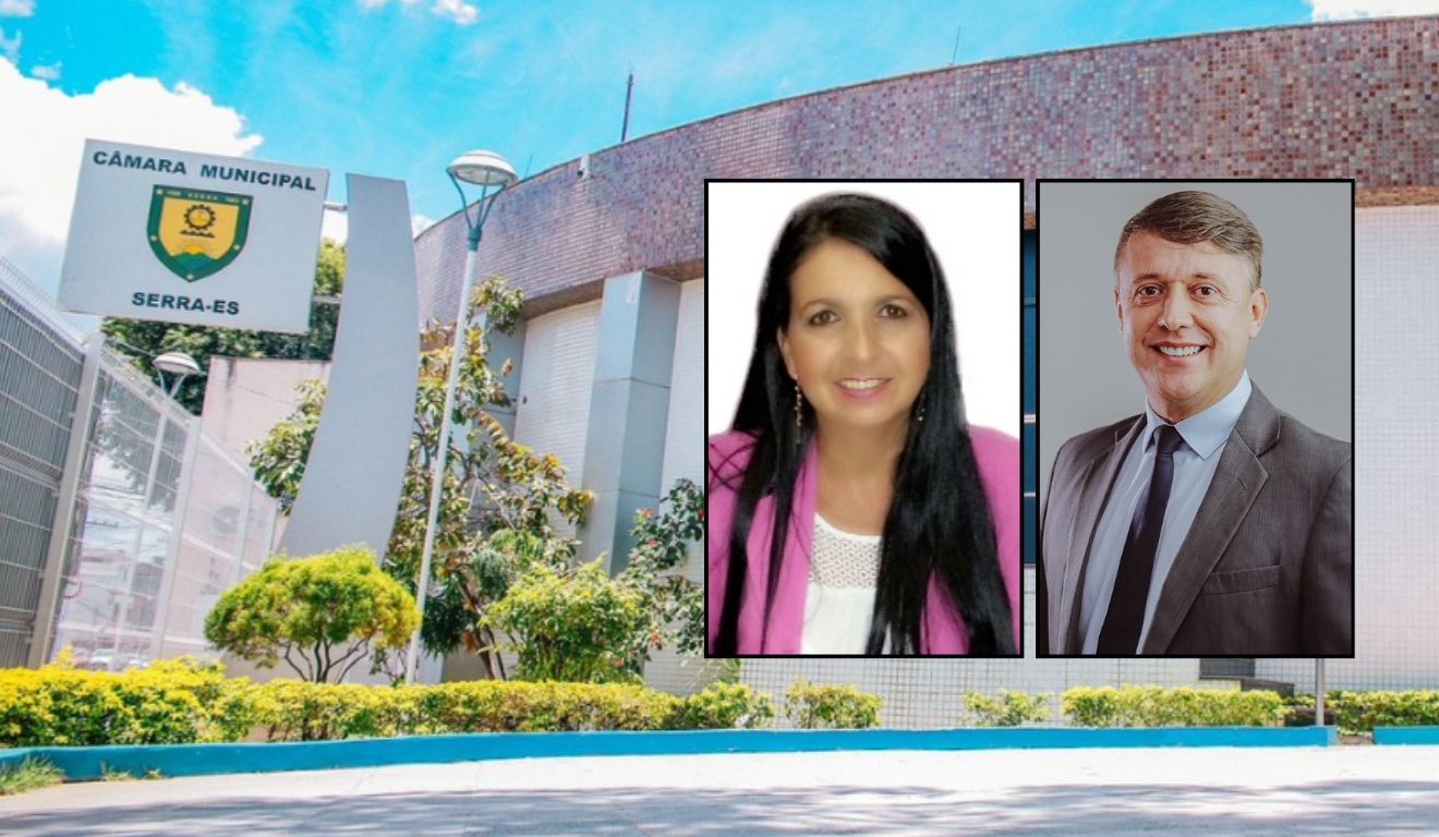 Em destaque: a ex-vereadora Neidia Maura Pimentel e o vereador Rodrigo Márcio Caldeira. Foto: Reprodução/Câmara da Serra
