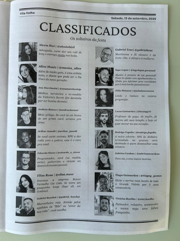 Noivos do ES criam "jornal dos solteiros" em festa e se surpreendem: "Juntamos um casal" (Foto: Arquivo pessoal/Divulgação)