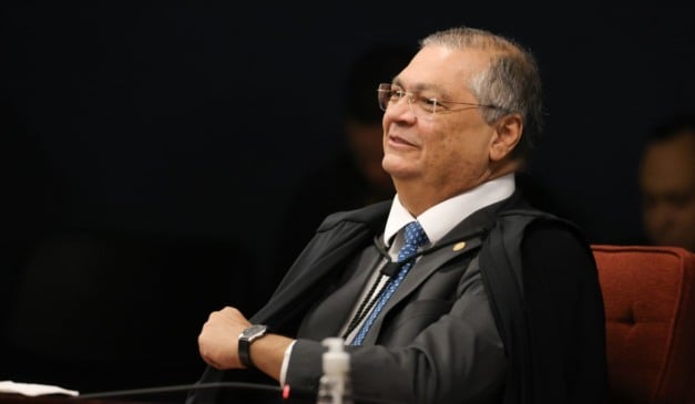 O ministro Flávio Dino durante sessão da Primeira Turma do Supremo Tribunal Federal (STF) que retoma o julgamento dos réus do Núcleo 1 da trama golpista Foto: Fabio Rodrigues-Pozzebom/ Agência Brasil