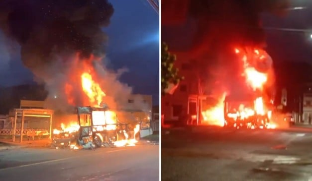 ônibus incendiado serra
