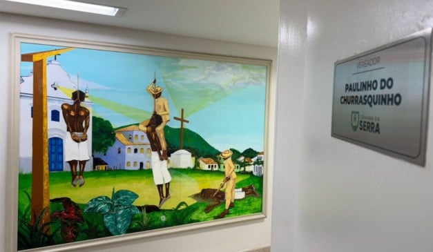 Obra de Antônio Tackla, na Câmara da Serra. Foto: Reprodução
