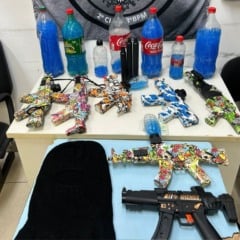 Armas de gel apreendidas pela Polícia Militar em Guaçuí
