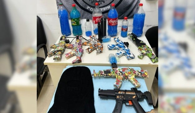 Armas de gel apreendidas pela Polícia Militar em Guaçuí