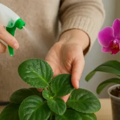 Borrifar leite nas folhas de orquídeas e violetas