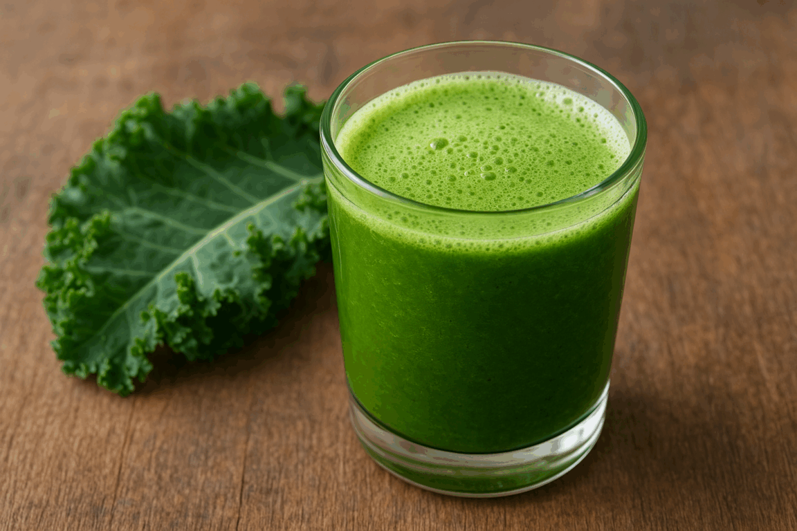 Suco detox de couve: refrescante, nutritivo e fácil de preparar no dia a dia.