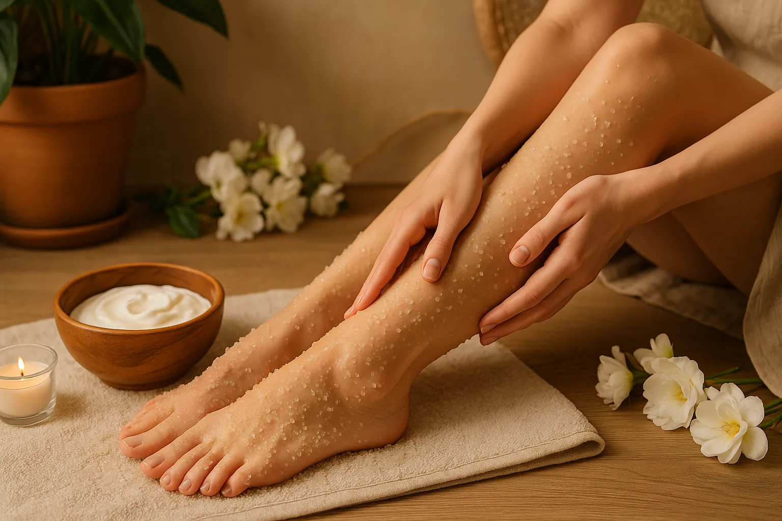 Como fazer uma esfoliação com açúcar e creme que deixa os pés como pele de bebê