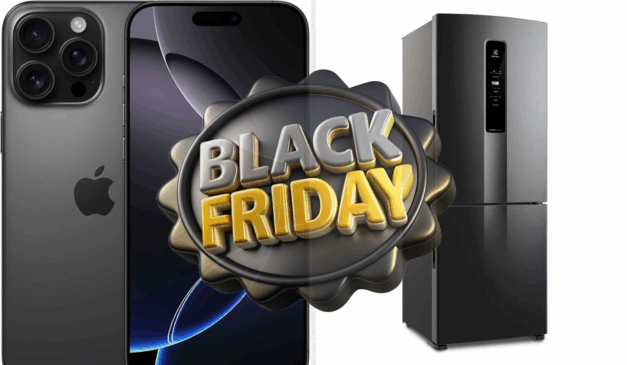 "Prepare-se para a Black Friday 2025: as melhores ofertas de smartphones, televisores e geladeiras estão chegando/Canva Montagem