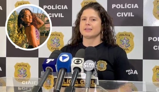 Delegada Fernanda Diniz durante coletiva do caso da universitária Julia de Paula Barbosa