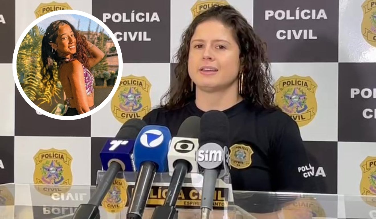 Delegada Fernanda Diniz durante coletiva do caso da universitária Julia de Paula Barbosa