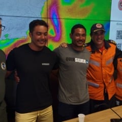 Maikel Araújo e Ronald Menezes na coletiva no Corpo de Bombeiros