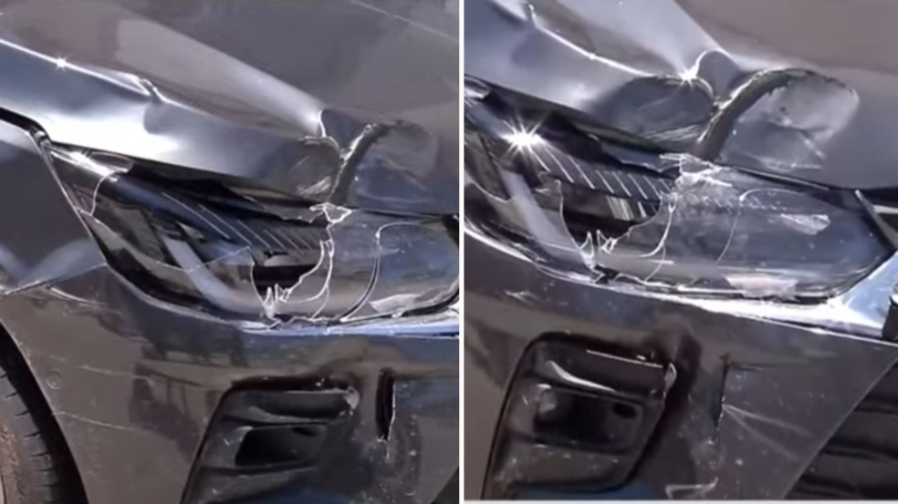 Carro do motorista (Foto/reprodução: TV Vitória)