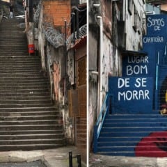 Antes e depois da escadaria (Foto: Leandro Mello)