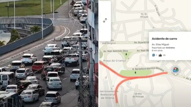 Acidente na Vila Rubim (Foto/reprodução: TV Vitória)