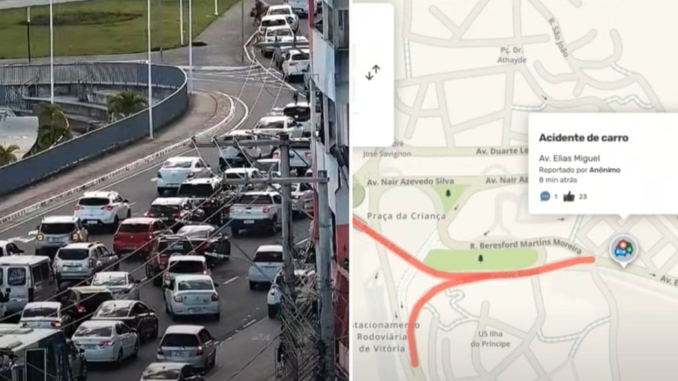 Acidente na Vila Rubim (Foto/reprodução: TV Vitória)