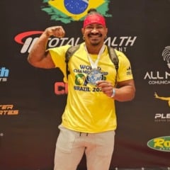 Felipe Teixeira é campeão mundial de levantamento de peso. Powerlifting. 26/10/2025. Balneári Camboriú-SC